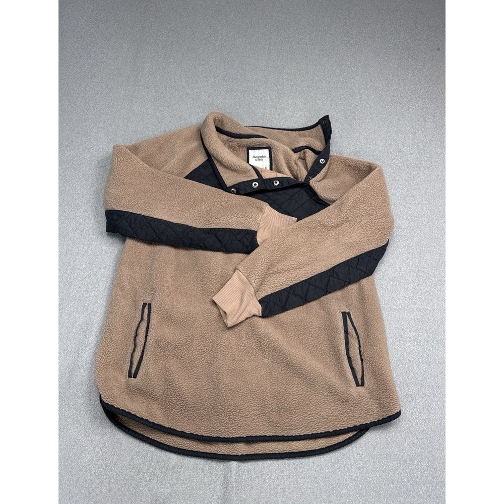 Abercrombie & Fitch Women's Brown Black Fleece Quilted Jacket Size Medium